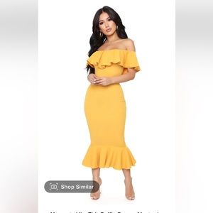 Fashion nova yellow ruffle midi dress